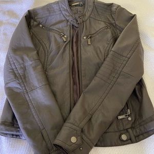 Gray leather jacket